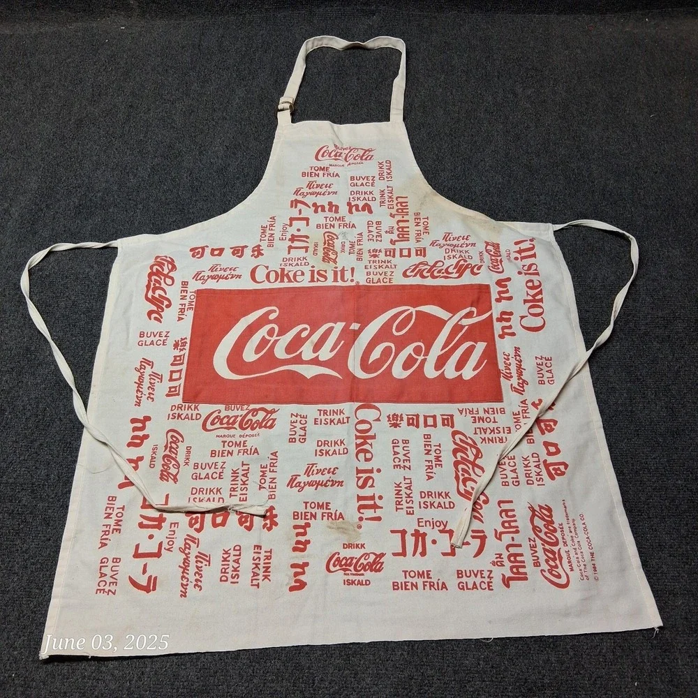Vintage Coca Cola Coke Worldwide Apron With Pockets 1984 80s - Picture 1 of 8
